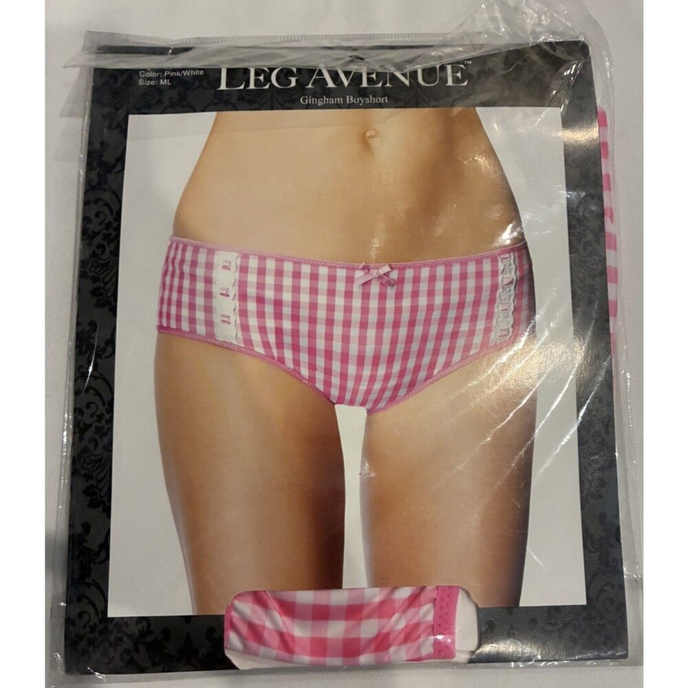 Leg Avenue Gingham Boyshort Panties Style 2806 Pink/White Size M/L